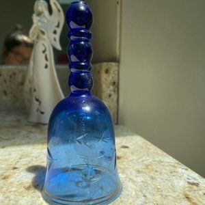 Etched Flower Design Glass Bell